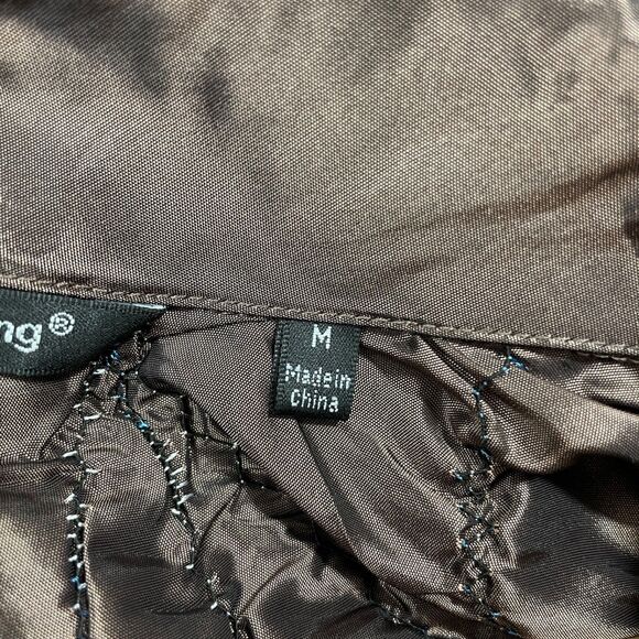 Samuel Dong Medium Full Zip Brown Collared Textured Jacket Polyester Blend - Picture 6 of 7